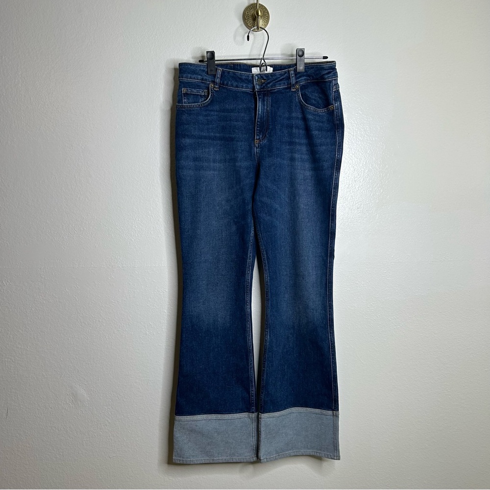 Ba&sh Slim Straight Leg Cuffed Denim Pant Jean Size 42/ US 10